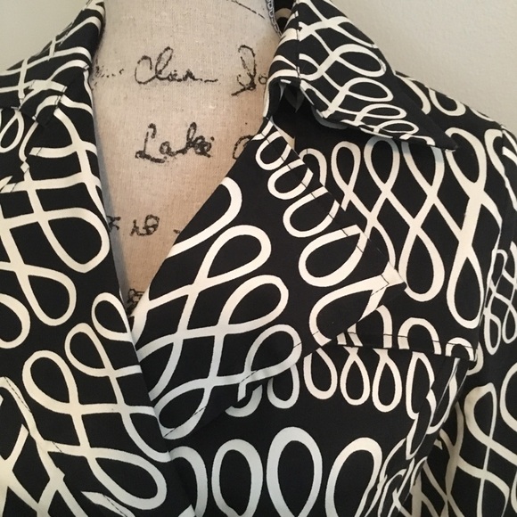 Black and White Trench Pea Coat with Tie - Picture 3 of 8